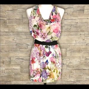 Zara TRF Cream Floral Backless Dress